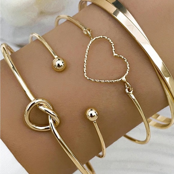 Jewelry - COPY - NWT Multi-layer Love 5pcs/set Cuff Bracelet Cute/Fun Fashion
Gold Color